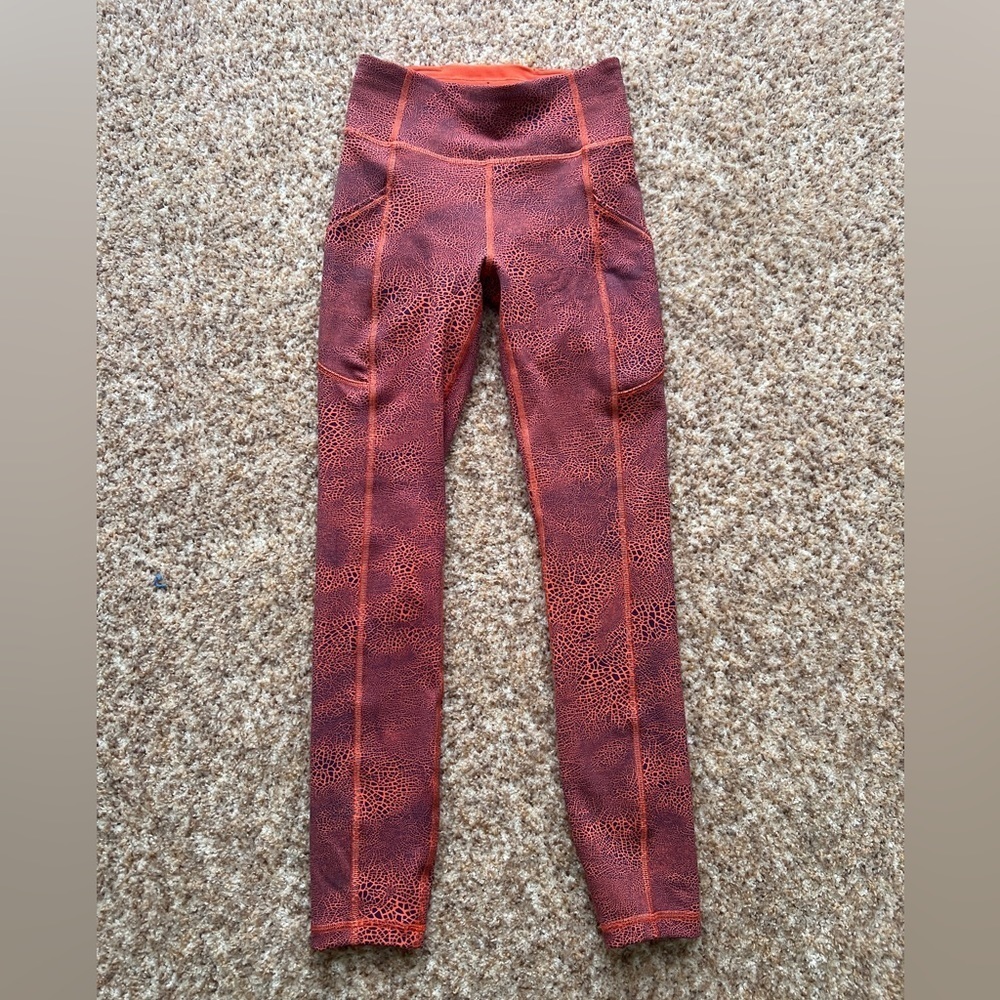 NWOT Lululemon Invigorate HR High Rise Tight 25” Crackle Graze Orange Size 2